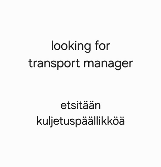 etsitään kuljetuspäällikköä