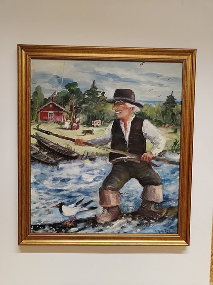 Pertti Pylkkönen "koski on vapaa" öljymaalaus