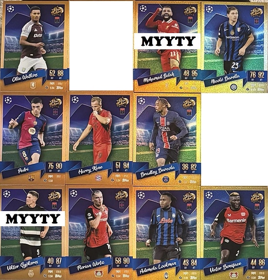 12kpl Star Ballers -korttia (2€/kpl alk.) Champions League 2024/25. Match Attax