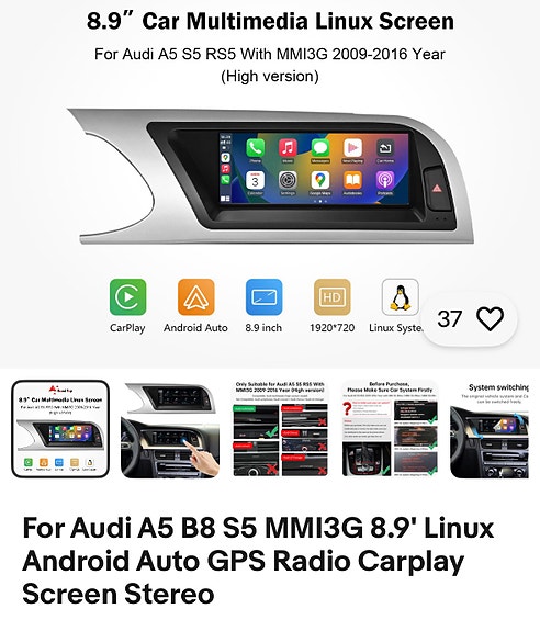 Audi A4/A5 2009-2016 Android CarPlay soitin