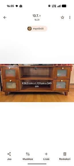 TV-taso 131 cm puu lasiovilla