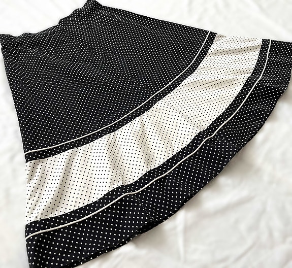 VINTAGE 70-luvun tähtikuvioinen mustavalkoinen pitkä hame 60s 70s retro boho M L