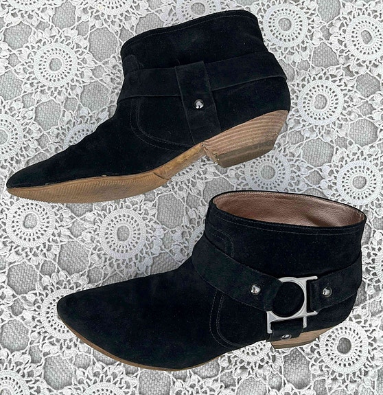 SIGERSON MORRISON mustat nilkkurit kengät bootsit biker cowboy indie sleaze US 8