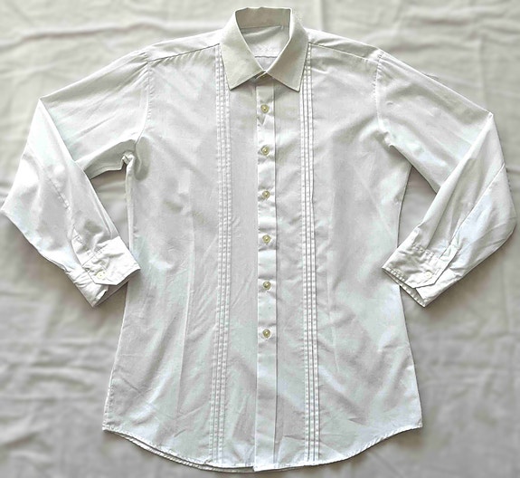 VINTAGE 70-luvun miesten valkoinen kauluspaita paita 70-luku 70s retro S M