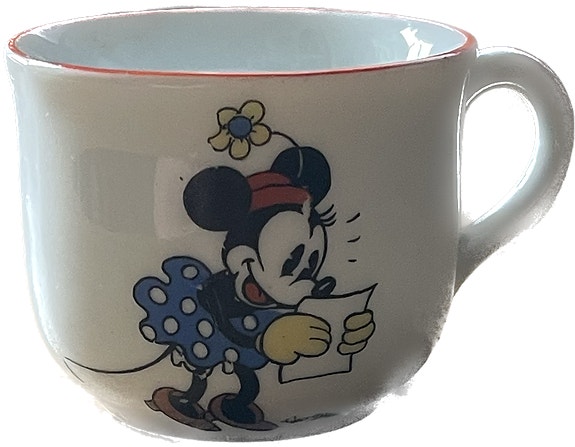 Arabia Finland Mikki ja Minni Hiiri lasten kahvikuppi vintage 1932-1949