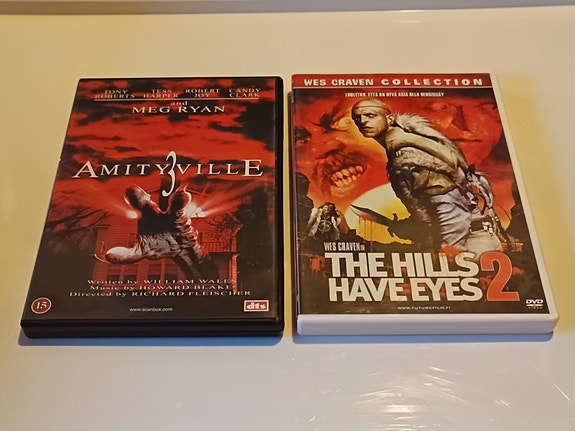 The Hills Have Eyes 2 ja Amityville 3 dvd-elokuvat