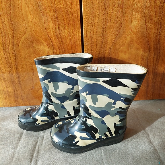 Lasten kumisaappaat koko 22, unisex, sininen maastokuvio