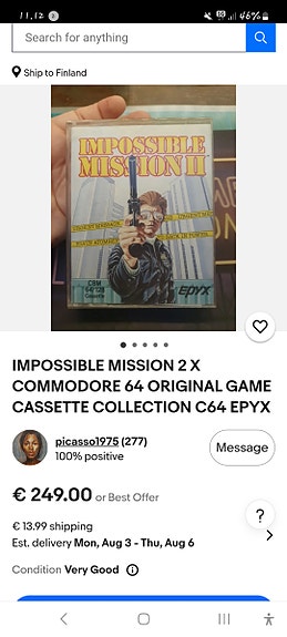 Epyx Impossible Mission II kasettipeli Commodore 64/128