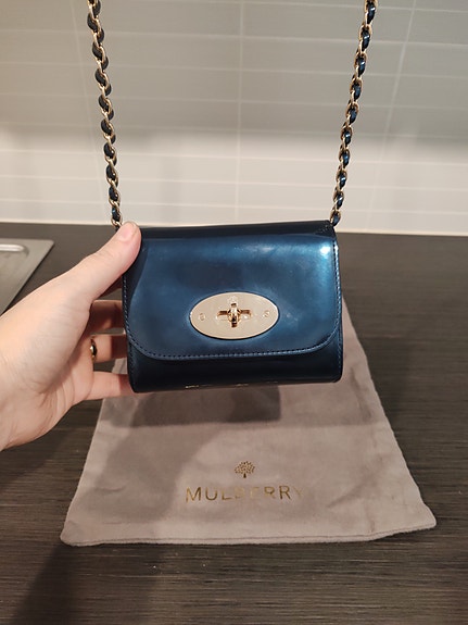Mulberry mini Lily midnight blue mirror metallic leather