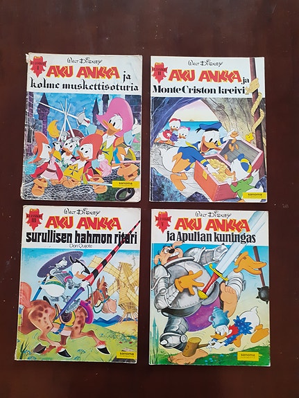 4kpl Aku Ankan klassikko ensipainoksia v. 1972-75