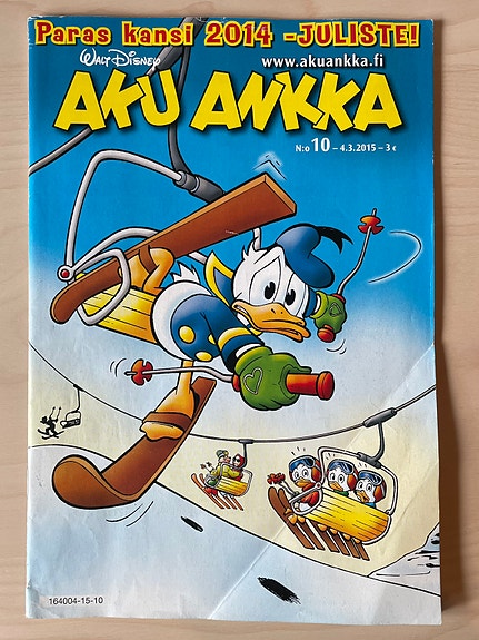 Aku Ankka 10/2015 sis. Paras kansi 2014 -juliste