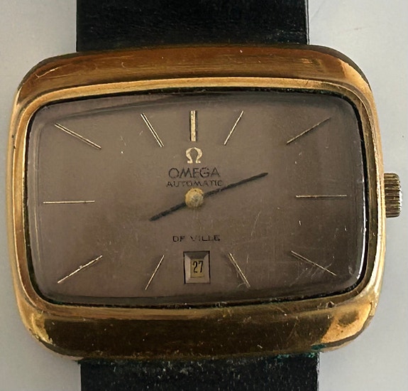OMEGA De Ville Date Square -kultainen automaattinen miesten rannekello_