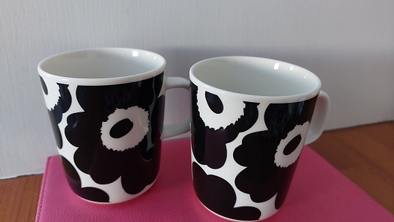 Marimekko uudet musta-valkoiset unikko klassikko mukit