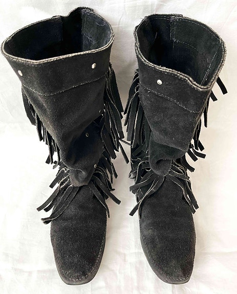 MINNETONKA mustat hapsusaappaat saappaat mokkasaappaat mokkasiinit boho vintage