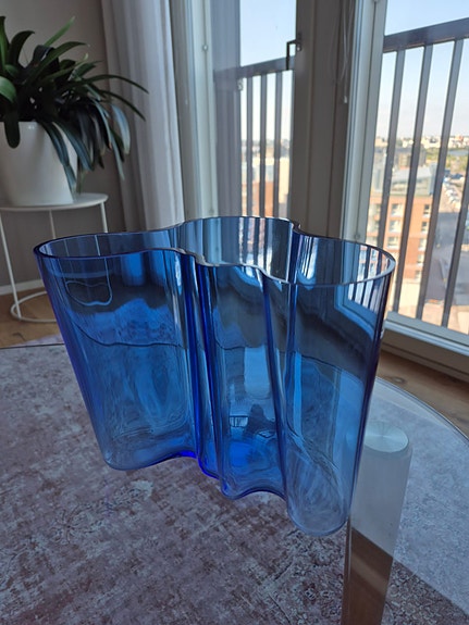 Suomensininen Aalto maljakko 160mm