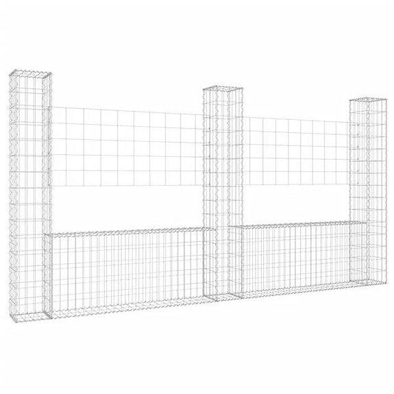 vidaXL U-muotoiset kivikorit 3 pylväällä rauta 260x20x150 cm