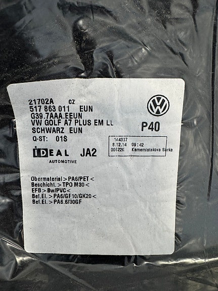 VW Golf 7 uudet kangasmatot