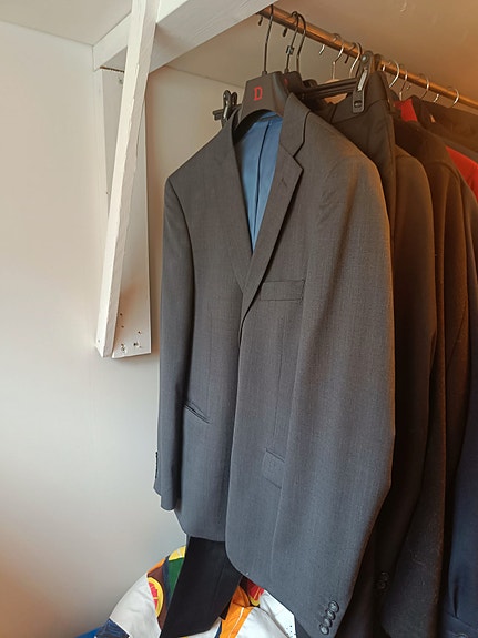 Dressman harmaa miesten puku Takki 52 slim fit ja housut 36-32