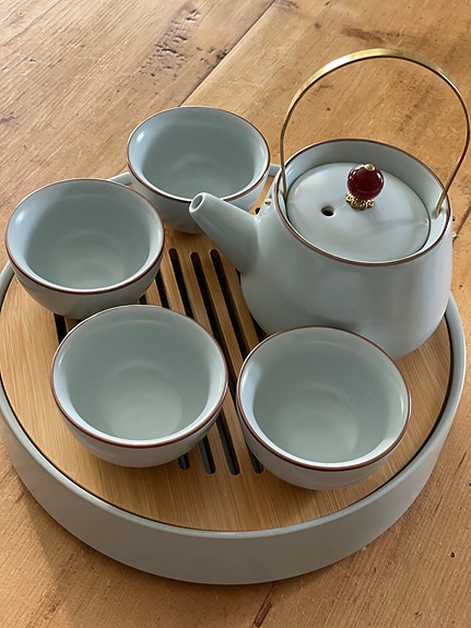 Fanquare Grey UUSI Gongfu Tea Set – teekannu + 4 kuppia, travel set