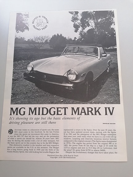 MG Midget mk4 koeajoesite 1976