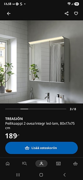 Vessan/kylpyhuoneen peilikaappi
