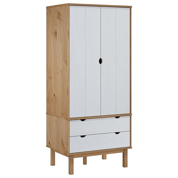 vidaXL Vaatekaappi OTTA ruskea ja valkoinen 76,5x53x172 cm täysi mänty(sku348590