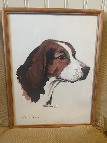 Maalaus Koira Muotokuva Kehystetty