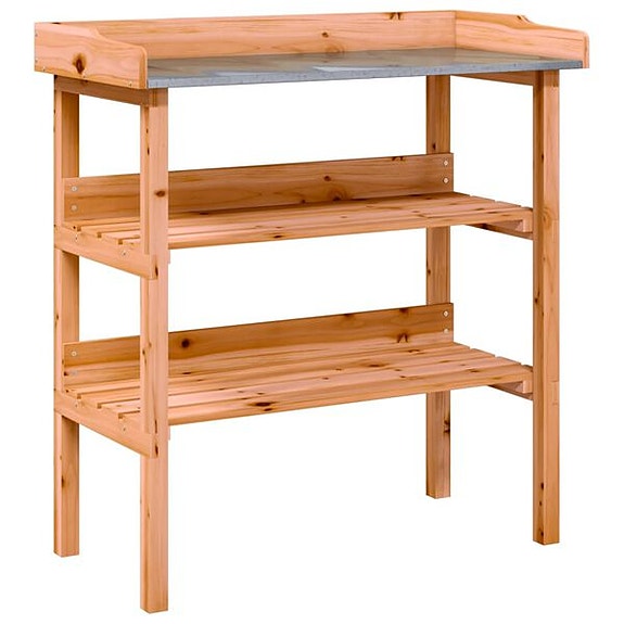 vidaXL Kukkapöytä hyllyillä ruskea 78x38x82,5 cm täysi kuusi(sku156353