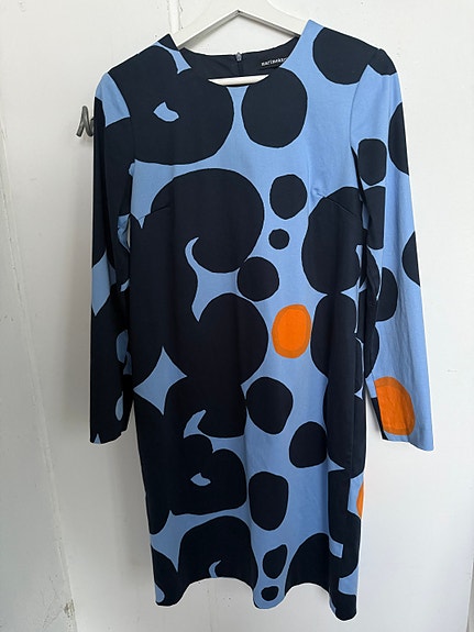 Marimekko naisten mekko koko 34 sininen musta oranssi