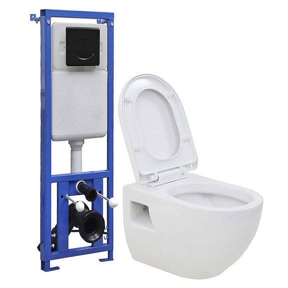vidaXL Seinään kiinnitettävä WC piilotettu korkea säiliö keraaminen(sku3082092