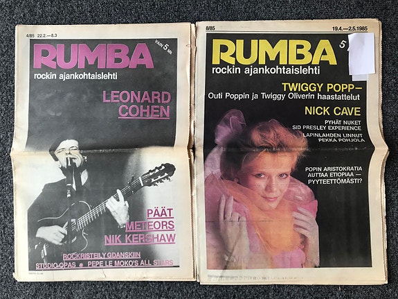 Vanhoja Rumba musiikkilehtiä 1980 -luvulta. Vuosi 1985