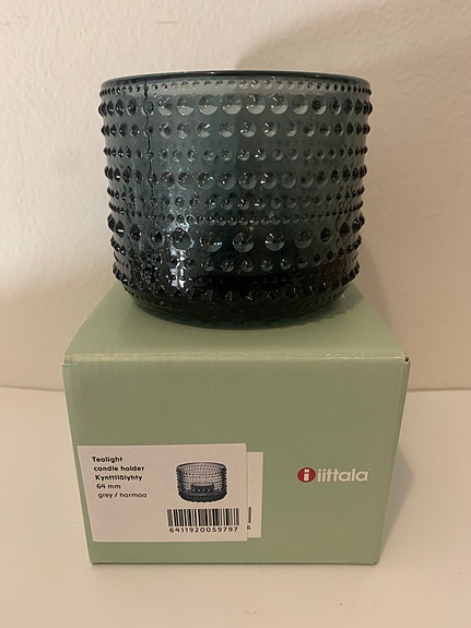 Kastehelmi kynttilälyhty Iittala harmaa