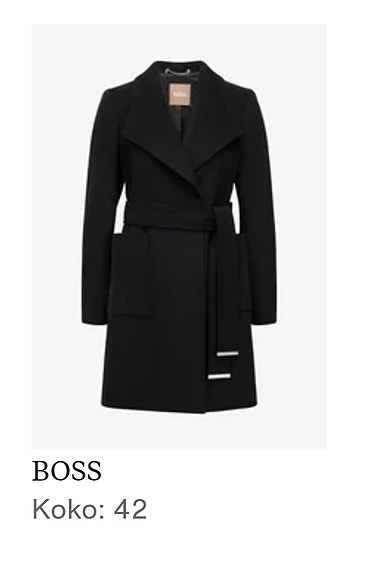 Hugo Boss musta villakangastakki 42