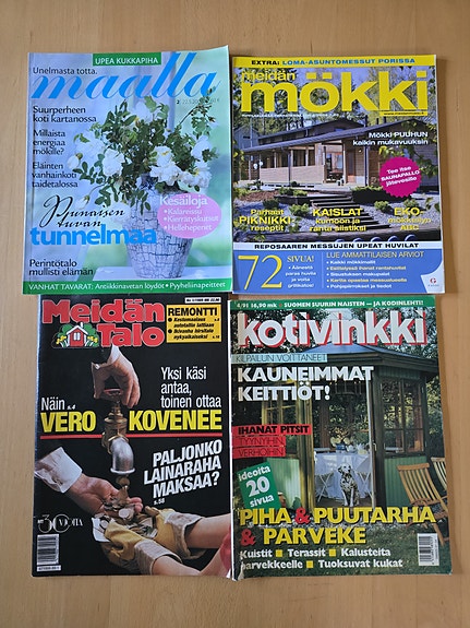 Maalla, Meidänmökki, -talo, Kotivinkki, Koti- ja Nykyposti, Makasiini ym. 12 kpl