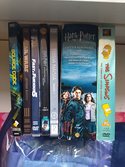 DVD kokoelma Source Code Star Wars Fast and Furious Harry Potter Simpsons