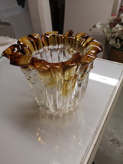 Iittala Maljakko Kirkas ja Ruskea Lasi