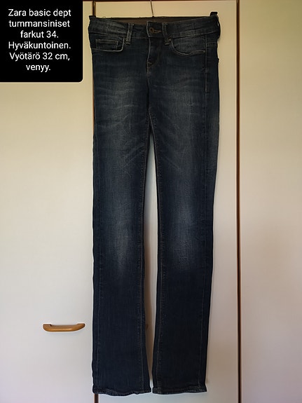 Zara basic dept tummansiniset farkut xs