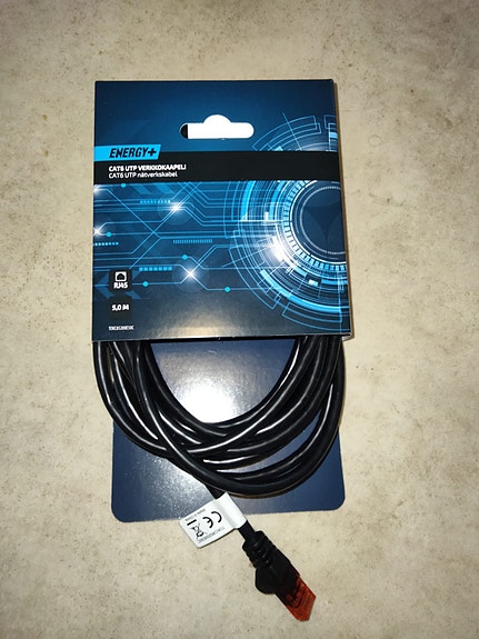 Energy+ CAT6 UTP Verkkokaapeli 5 m Musta