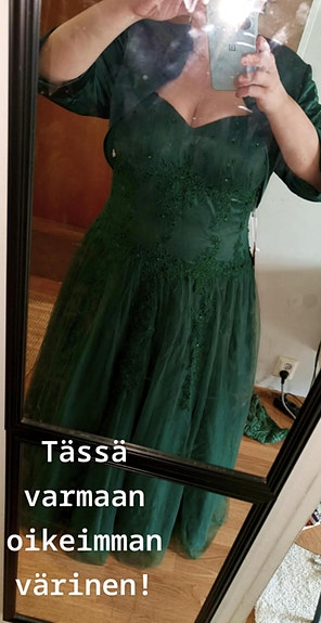 ***Iltapuku, Hääpuku, Juhlamekko ja jakku.  Uusi , Metsänvihreä , XL ***
