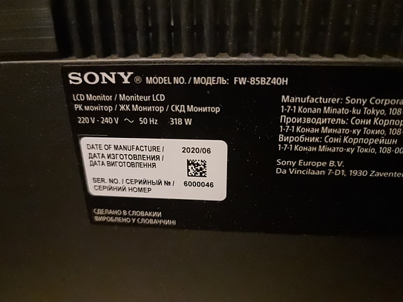 Myydään Sony Bravia 4k ultra HD HDR 85" 4K-näyttö