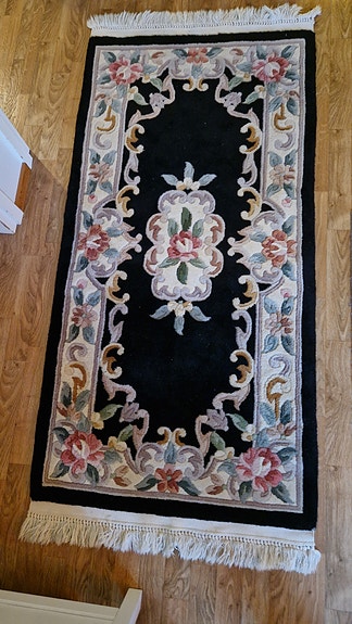 käsinkudottu aito villamatto vintage 170×77 cm