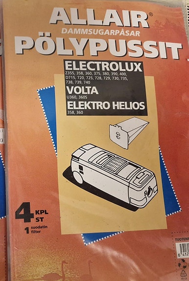 Pölypussit Electrolux, Elektro Helios, Volta, 4 kpl, avaamaton paketti