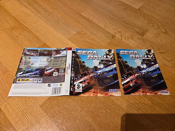 Sega Rally PS3 pelin kannet ja ohjekirja