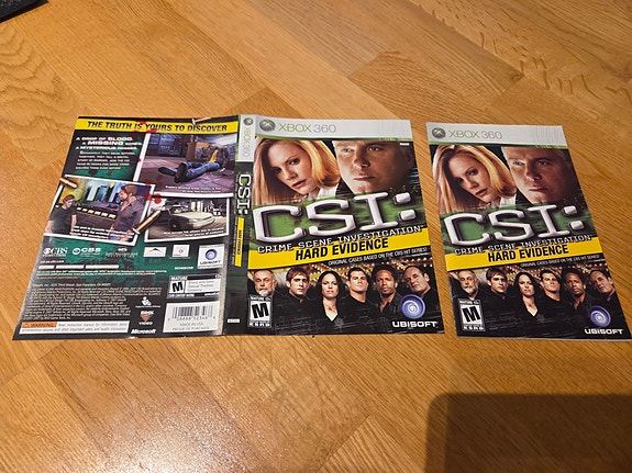 CSI Crime Scene Investigation: Hard Evidence Xbox 360 pelin kannet ja ohjekirja