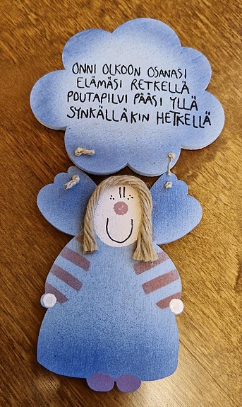 Enkelin Eväspussi puinen kyltti, taulu