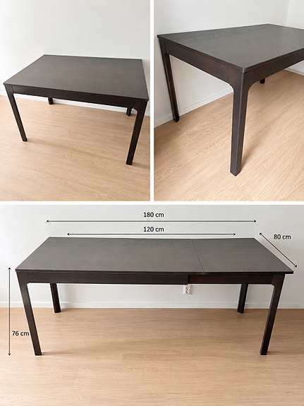 Jatkettava ruokapöytä 120–180 cm, tummanruskea – 50 €