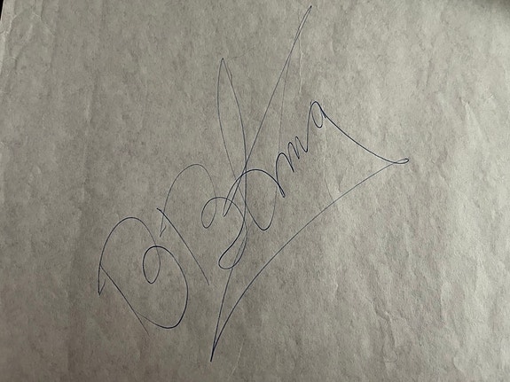 B. B. King nimikirjoitus paperilla