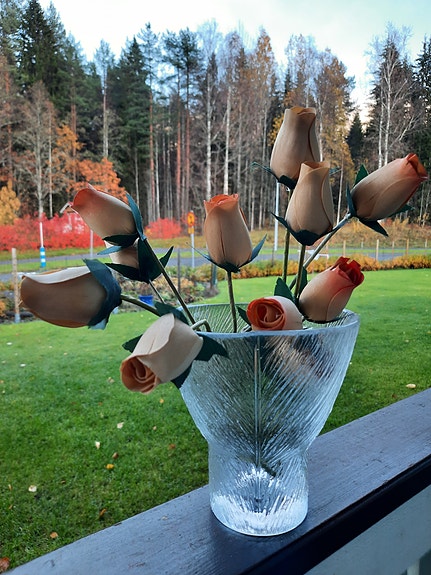 Iittala Tuuli maljakko 14cm ja puuruusut