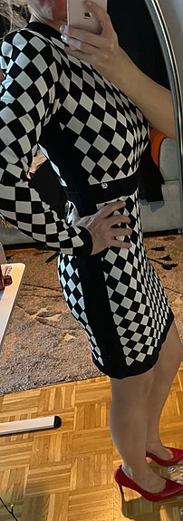 Liu-Jo Checkered One-Shoulder Design Mini Dress (Milano)