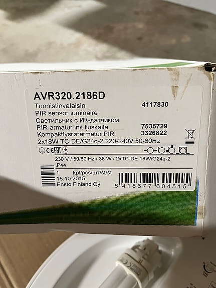 Ensto AVR320.2186D Tunnistinvalaisin PIR-anturi Valkoinen